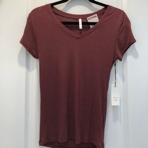 Maroon Casual Top ribbed